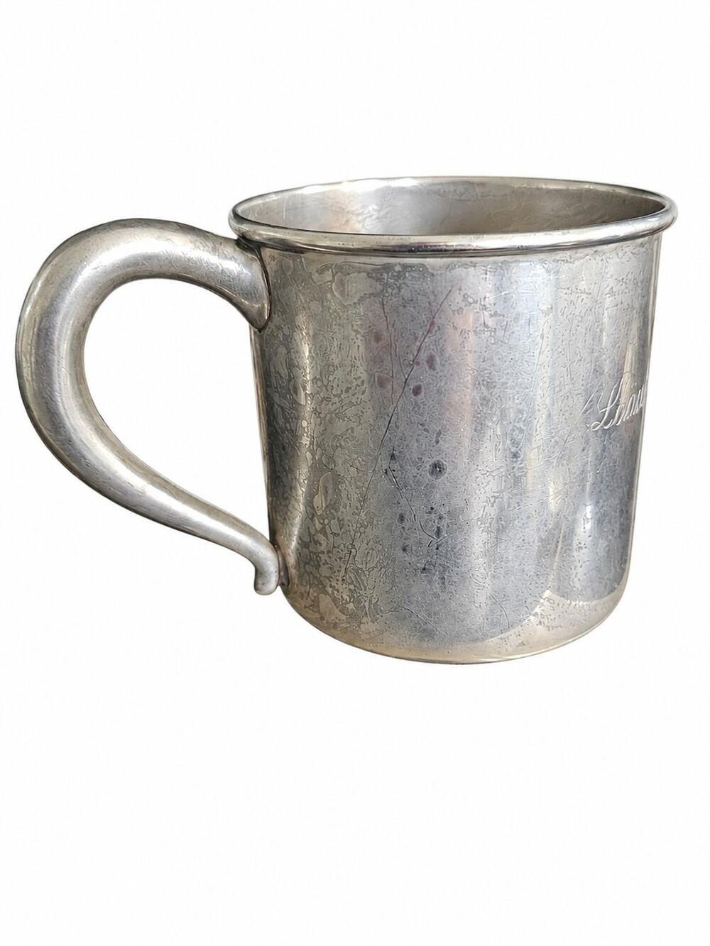 Vintage Lunt Sterling Silver Baby Cup Mug #571 Gold Wash Interior 95.5g Engraved